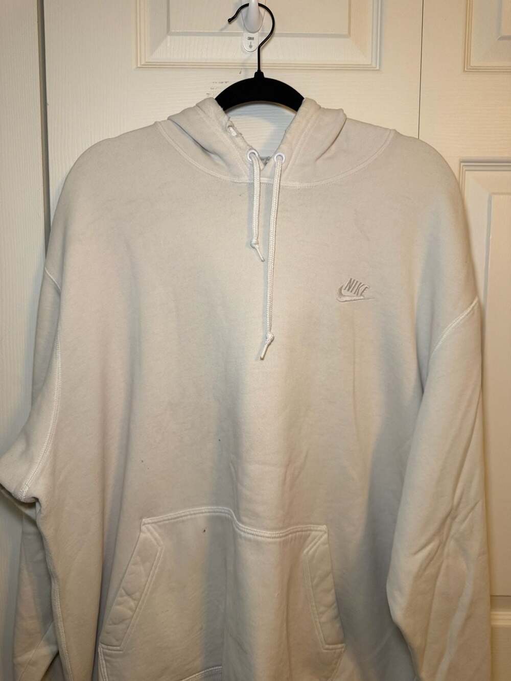 Nike Vintage Embroidered Swoosh Pullover Hoodie Sweatshirt Off-White Cream